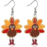 Thanksgiving Turkey Maple Leaf Dangle Earring Autumn Fall Earrings for Women