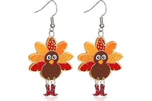 FUQIMANMAN2020 Thanksgiving Turkey Maple Leaf Dangle Earring Autumn Fall Earrings for Women