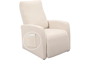 SearchI Recliner Chair Cover Jacquard Chair Covers 4 Piece, Small Recliner Sofa Slipcover for Home Theater Seating with Elastic Bottom, Recliner Protector with Pocket for Recliners, Beige