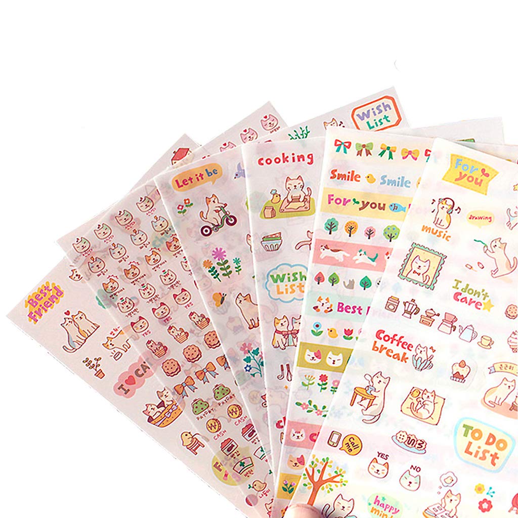 Lovely Cat Kitten Kitty Stickers Super Cute Small Assorted Stickers Pack For Diary Scrap Book Kids Craft Cartoon Scrapbooking Album Decor Decoration Korean School Office Stationery 18 Sheets Buy Online In Singapore At
