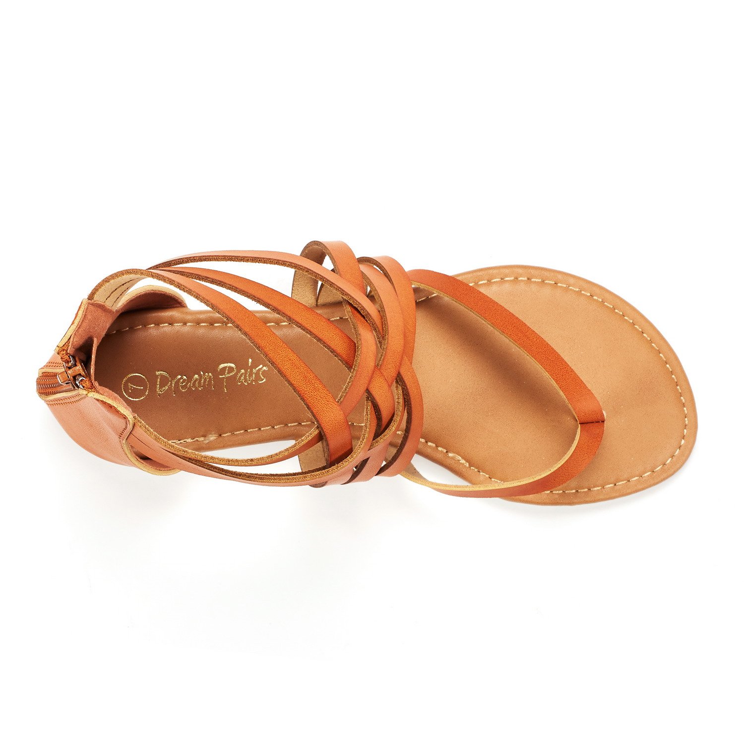 DREAM PAIRS Women's Juuly_02 Tan Fashion Gladiator Design Ankle Strap Flat Sandals Size 7.5 M US - Image 4