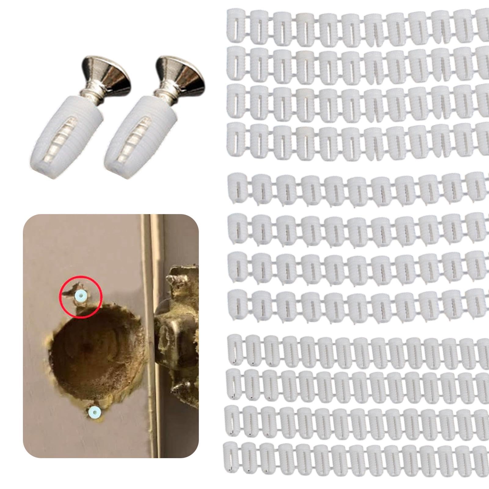 300 PCS Hinge Expansion Dowel, White Plastic Hinge Dowel Inserts for Various Types of Panel Furniture,Cabinet,Desk,Chair(Size:White)