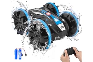 HEXSOLID Amphibious Remote Control Car Boat Waterproof RC Monster Truck Stunt Vehicle 4WD 360°All Terrain Rotating Water Beach Pool Toys for 6 7 8 9 10 11 12 Years Boys Girls Christmas Birthday Gifts