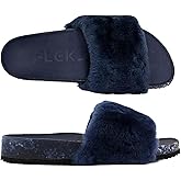 Fleks San Ysidro Women's Shearling Slides, Platform Sandals with Arch Support, Comfort Footwear, Natural Sheepskin Upper