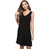 GYS Womens Bamboo-Derived Viscose Nightgowns Soft Sleeveless V Neck Nightdress Lightweight Sleep Shirt S-4XP