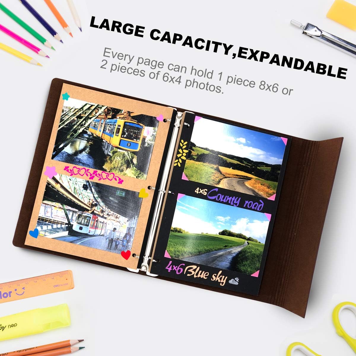 ThxMadam Scrapbooking Paper 26x17.5CM,10 Sheets Black Paper + 10 Sheets Kraft Paper Extra Refill Page for Scrapbook Photo Album Memory Book Notebook 10.82" x 8.07" (27.5 x 20.5CM) for Album Large - Image 5