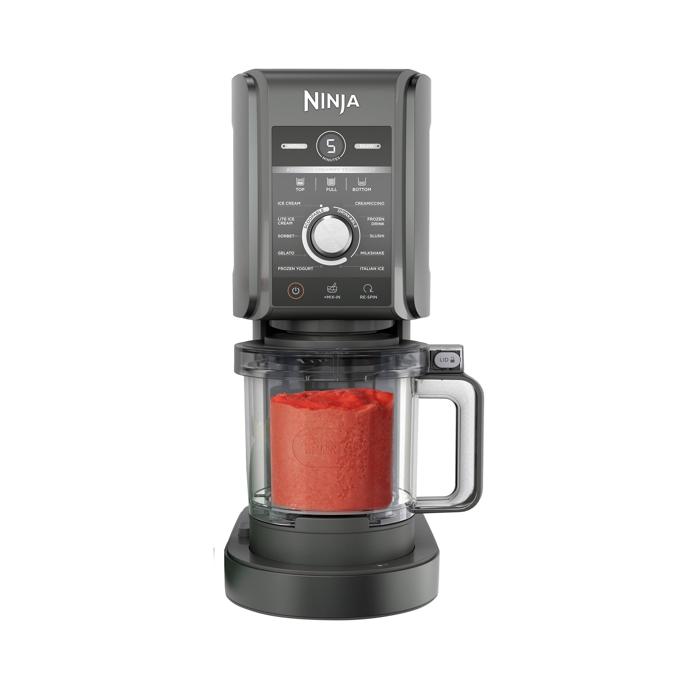 Photo 1 of (Refurbished) Ninja NC501 CREAMi Deluxe 11-in-1 Ice Cream & Frozen Treat Maker with 2 XL Family Size Pint Containers, Dark Silver