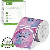 Thermal Labels for Nelko PM220 Label Maker, 2 inch (50mm) Round Thermal Label, Waterproof, Multi-Purpose Tag Tape, 1 Roll of 150 Self-Adhesive Thermal Paper (Pink Purple Staining)