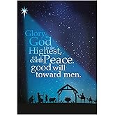 Religious Christmas cards - Starlight, pack of 20, 5x7in, printed in England, with Bible verse. Christian Christmas cards with envelopes bulk, by Just Cards Direct