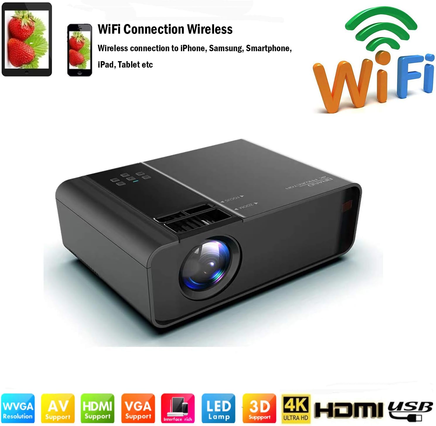 SOTEFE® WiFi Proyector Portable 6000 Lumens-Mini LED Proyector ...