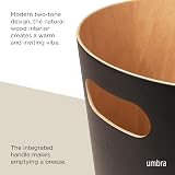 Umbra Woodrow 2-Gallon Modern Wooden Trash Can Black Natural view 4
