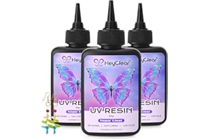 HeyClear 300g UV Resin kit with Casting Tools -Super Clear, Hard, Low Odor, Premixed UV Epoxy Fast Curing for Beginners Jewelry Making, DIY Crafts, Coating and Resina Art