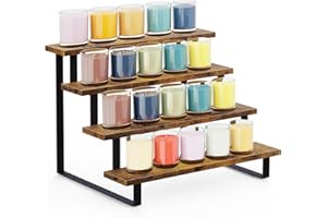 ELITEROO Wood Tiered Display Stand, 4 Tier Display Stands for Vendor Events, Retail Craft Show Display Risers, Table Top Market Display Shelf for Perfume Candles Tumbler Figures Makeup, Straight