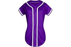 QTWW INC Womens Baseball Jersey Button Down Softball Jersey Short Sleeve Tee Hip Hop Shirt Active Team Sports Uniforms