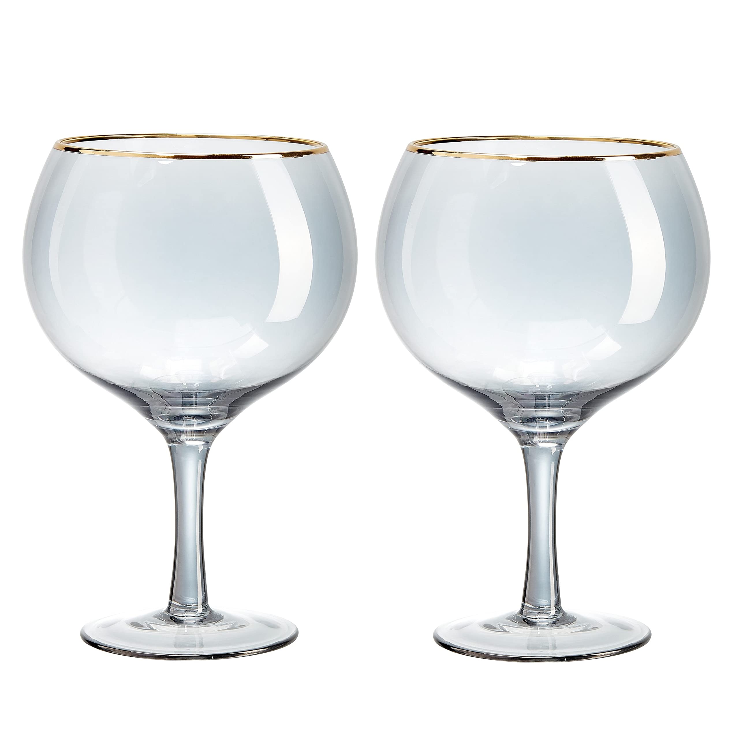 Root7 R7BGGINB2 Black & Gold Balloon Tinted Borosilicate Cocktail Glasses, Tonic, Gin Gift Set, Set of 2, 750ml, 750 milliliters