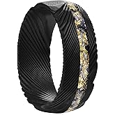 NUNCAD Damascus Ring 8mm Black/Gold/Silver Engagement Wedding Bands Jewelry Gifts for Boys Father's Day Size 7-12