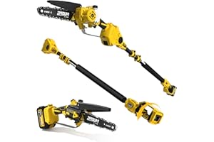 IMOUMLIVE 2-IN-1 Cordless Pole Saw & Chainsaw, 6" Cutting Brushless Electric Rotatable Pole Saw, Oiling System, 7.7 LB Lightweight, 21V 3.0Ah Battery, 16.3-Foot Max Reach Pole Saw for Tree Trimming