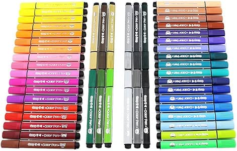 Download Amazon.com: Pshine Washable Color Marker Pens, Fiber Fine Tip For Kids or Adult Coloring Drawing ...