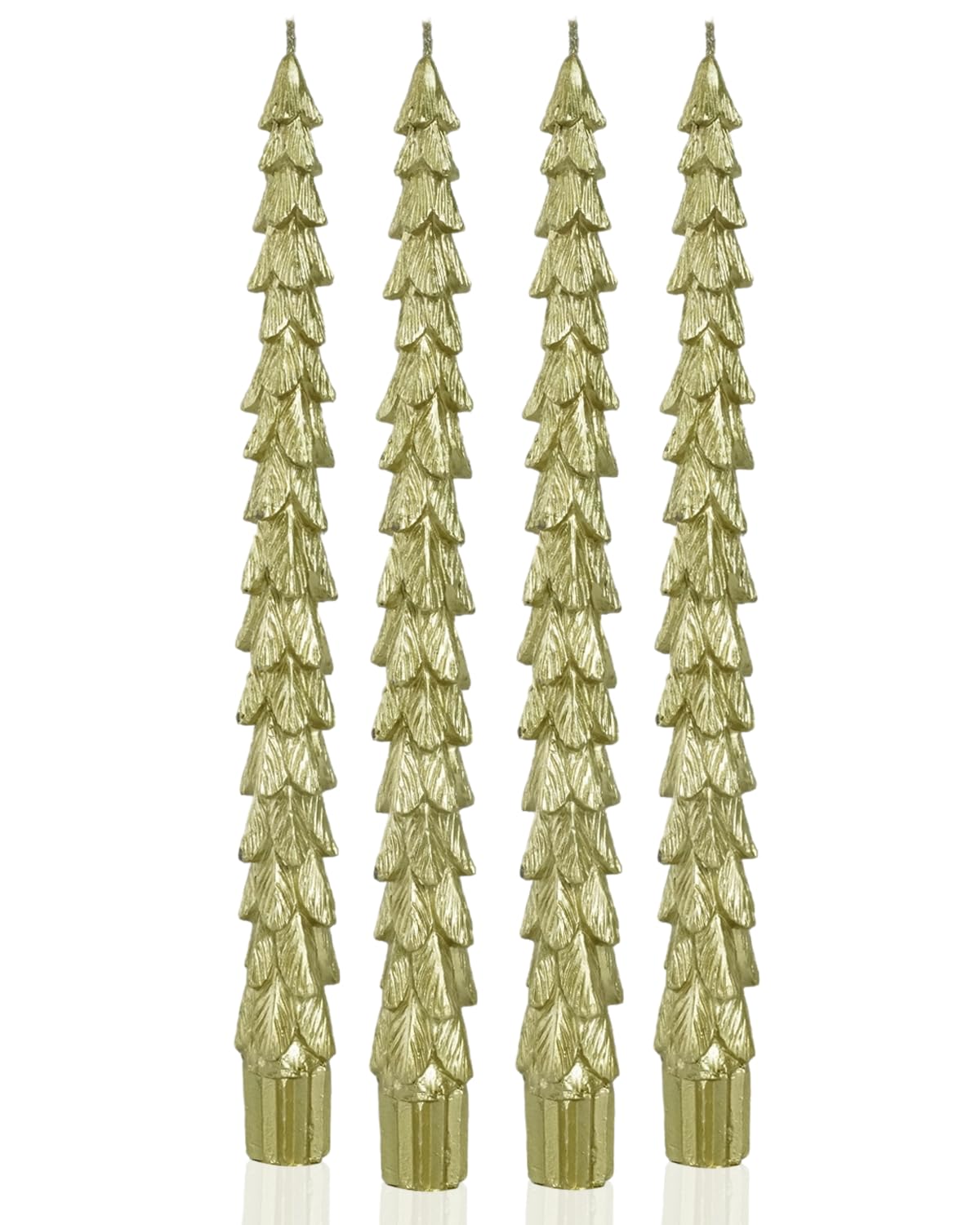 Photo 1 of 10inch Christmas Tree Taper Candles,Unscented Tree Shaped Gold Candle for Holiday Decor, Party Banquet Centerpiece Decoration,4pcs