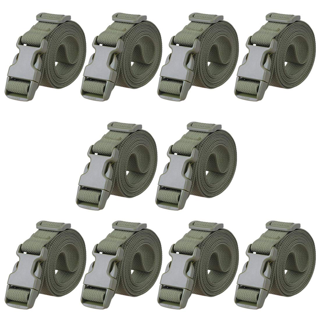 Magarrow Luggage Straps Adjustable Travel Accessories Suitcase Travel Buckle Belt Non-Slip Packing Belt (Green- 10pcs)