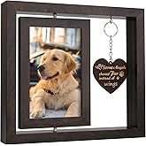 AVEAX Dog Memorial Gifts for Loss of Dog - Rotating Wooden Picture Frame 4x6 - Pet Sympathy Gift for Bereavement - Double Sided Remembrance Frame with Message Card