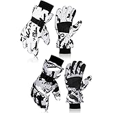 Jansun 2 Pairs Ski Gloves, Waterproof Snow Touchscreen Snowboard Warmest Breathable Snowboarding Gloves for Cold Weather Fits Men Women