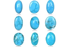 GEMHUB Natural Blue Turquoise Gemstone 100.00 Carat 9pcs/Lot Oval Cabochons For Jewelry Making