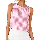 IDEALSANXUN Womens Gingham Crop Tank Tops 2026 Spring Summer Sleeveless Vest Top