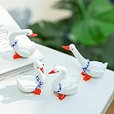 H&D HYALINE & DORA 4pcs Mini Glass Goose Figurines Miniature Blown Glass Desk Goose Statue Small Animal Ornaments for Office Desk