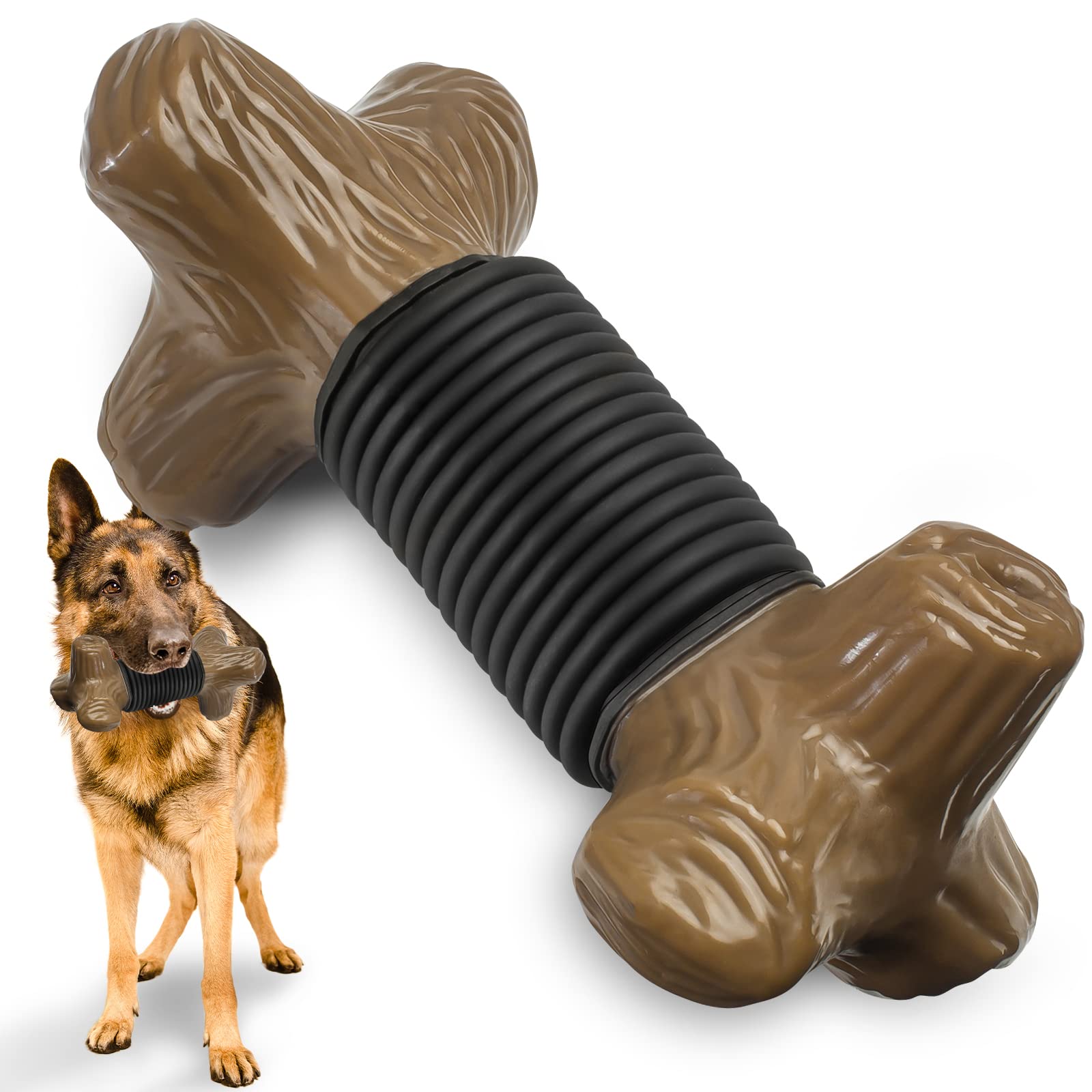 RANTOJOY Dog Chew Toys for Aggressive Chewers, Interactive Dog Toys, Durable Dog Toys Aggressive Chew Toys for Large Dogs Tough Dog Toys for Medium Breed Nylon and Rubber Puppy Teething Big Dog Toys