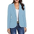luvamia Women's Long Sleeve Formal Notch Lapel Button Down Blazer Pockets Jacket