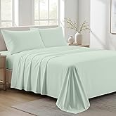 Ashton Sheets 100% Organic Cotton Sheets Queen Size - 4 PC Organic Cotton Queen Size Percale Weave Sheet Set, Soft, Cooling, Crisp & Breathable, 16" Deep Pocket Hotel Quality Bedding Set - Sea Foam