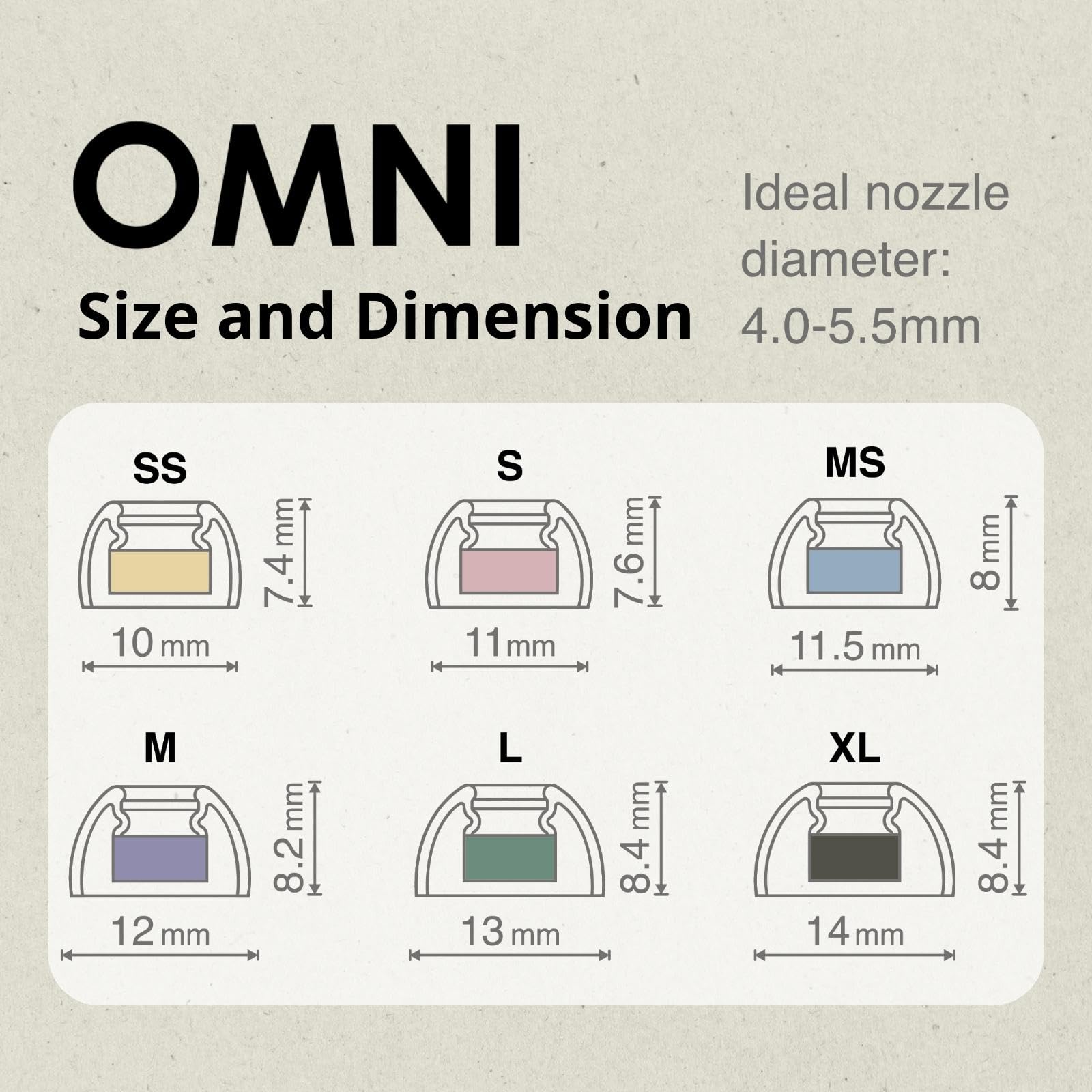 SpinFit Omni for True Wireless Earbuds & IEMs - M -Patented Silicone Eartips for Replacement (1 Pair) (3.7 mm Nozzle Dia.)
