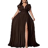 VOUIAO Women's Plus Size Bridesmaid Dresses Chiffon Wedding Guest Summer Maxi Dress Elegant Prom Evening Party Cocktail Gown