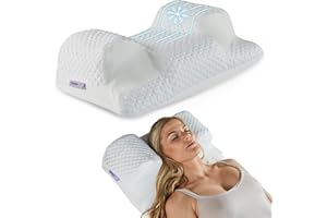 YourFacePillow Cervical Neck Pillow for Sleeping, Cooling Memory Foam Cervical Pillow, Ergonomic Pillow with Contoured Support for Side, Stomach and Back Sleepers Without Satin case