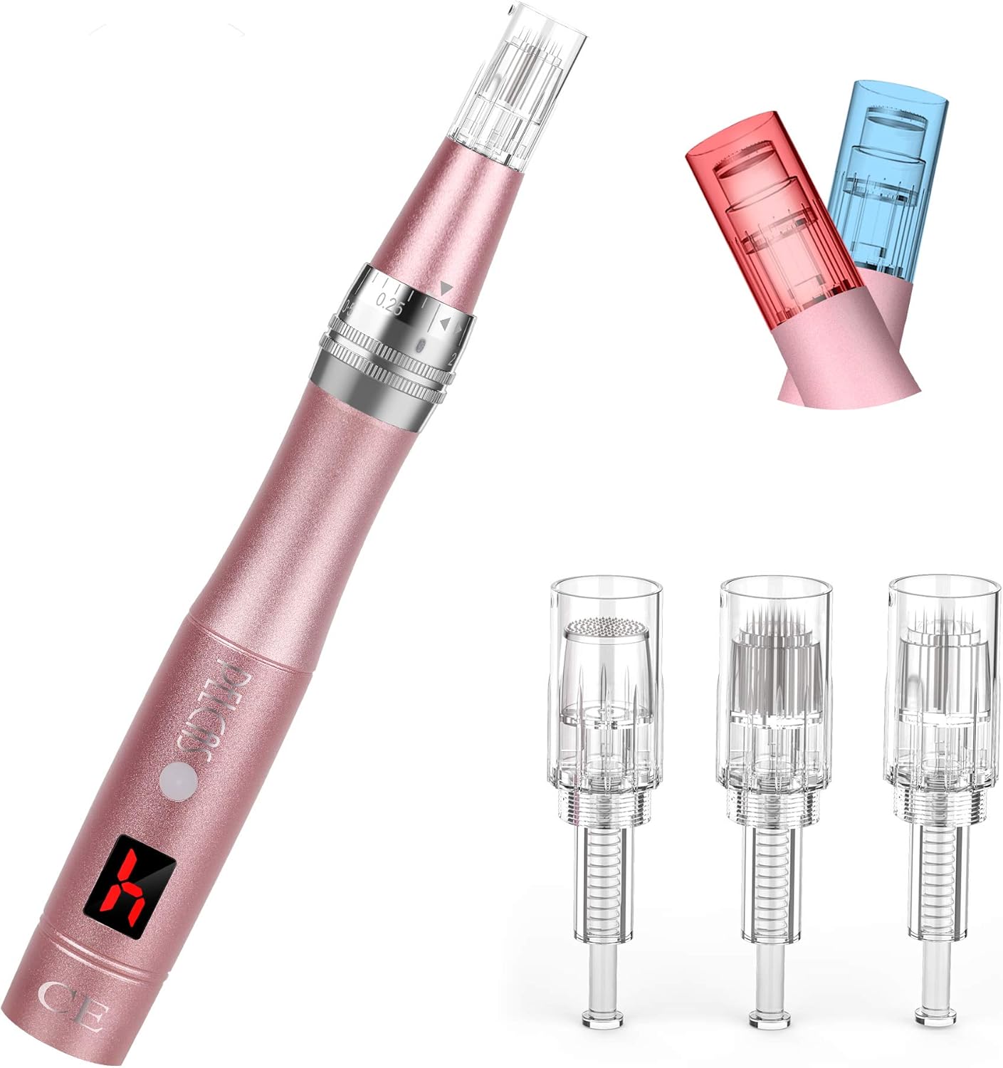 Derma Pen, PELCAS 2 en 1 Dermapen con pantalla LCD y terapia LED