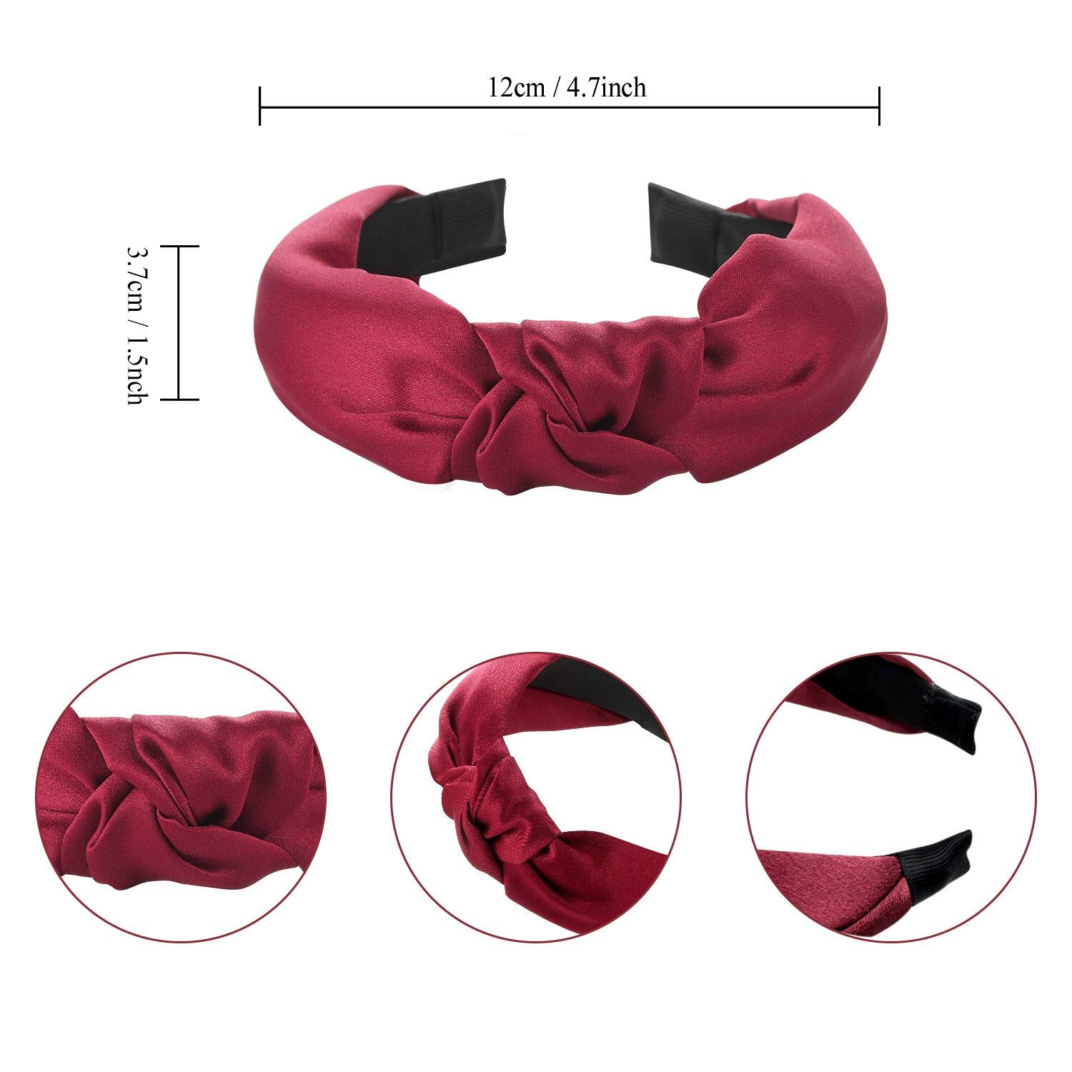 Satin Headbands for Women Girls, Funtopia 9 Pcs Wide Plain Turban Twist knotted Headband Fashion Cross Knot Hair Bands with Solid Colors : Beauty