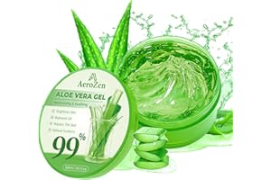 Aero Zen 99% Pure & Organic Aloe Vera Gel - 1-Pack (10.1oz) | Premium Hydration for Daily Use & After Sun Care | Lightweight, Non-Greasy & Alcohol-Free Formula for Face, Body & Hair | Vegan