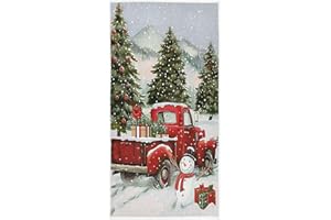 Pfrewn Christmas Red Truck Snowman Hand Towels 16x30 in Xmas Tree Snowflake Bathroom Towel Soft Absorbent Rustic Winter Cardinal Bird Kitchen Dish Guest Towel Merry Christmas Decorations