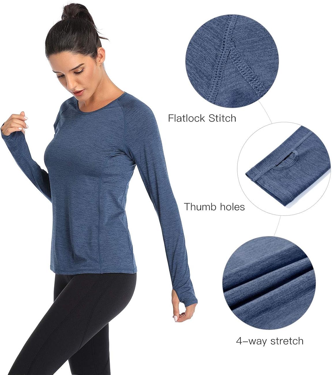 VUTRU Women's Workout Long Sleeves T-Shirts Breathable Running Shirt Thumbhole Sports Yoga Tops: Clothing