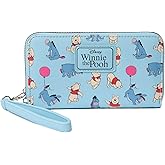 Disney Wallet Wristlet Zip Clutch Faux Leather (Eeyore Pooh Light Blue)
