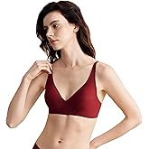 V-Neck Padded Bra – Comfortable Build-in Silicone Underwire Seamless Bra - Half Coverage Bras with Hook & Eye Back Closure