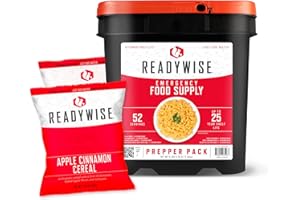READYWISE - Prepper Pack Bucket, 52 Servings, Emergency, MRE Meal & Drink Supply, Premade, Freeze Dried Survival Food, Hiking, Adventure & Camping Essentials, Individually Packaged, 25 Year Shelf Life