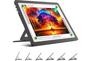 TOHETO Rechargeable A4 Light Board with Stand, Super Bright Magnetic Light Pad with Side Buttons, Wireless Light Box for Tracing and Drawing, Cordless LED Light Table for Diamond Painting, Sketching