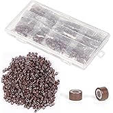 Celinabella Brown Silicone Lined Hair Extension Beads 5mm - 800Pcs, Reusable Aluminum Micro Link Rings, Non-Slip No Hair Damage for Hair Stylists Beauty Professionals Diy Hair Enthusiasts