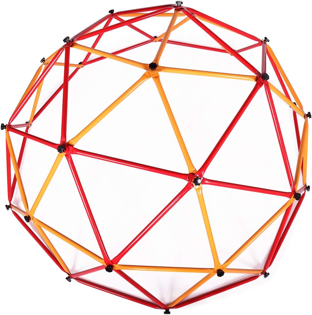JAXPETY Outdoor Dome Climber Playground Children Kid Swing Set Climbing Frame Backyard Gym, Red and Yellow: Toys & Games