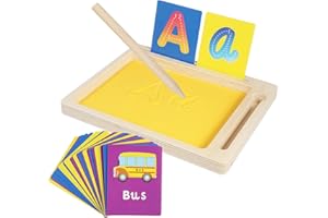 VANZACK Montessori Sand Tracing Tray for Wooden Letter Formation Cards Pen and Soft Sand Classroom Practice