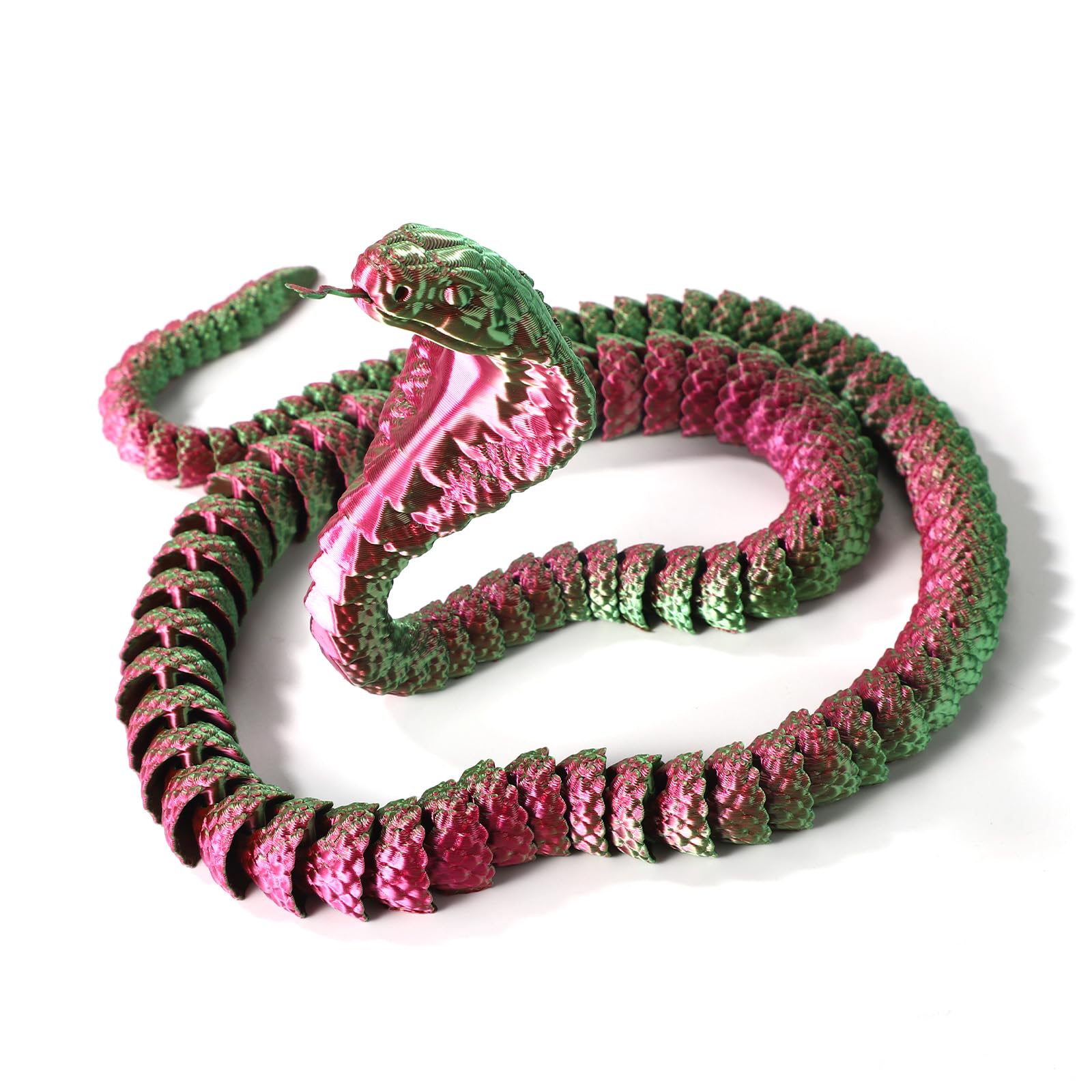 lasuroa 3D Printed Snake, 3D Crystal Cobra Snake Flexible Joints Home Office Decor Executive Desk Toy for Adults and Kids (Red, Green)
