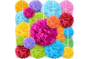 Tissue Paper Pom Poms - Large Tissue Paper Flowers for Fiesta Parties, Baby Shower Decorations, Flower Birthday Decorations and More - Colorful Party Decor by Avoseta (20 Piece Set, Multicolor)