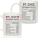 Breezy Valley Best Mom Dad Gift Set, Mom and Dad Coffee Mugs, Christmas Gifts for Parents Birthday Gifts from daughter Son, Anniversary Present for Parents